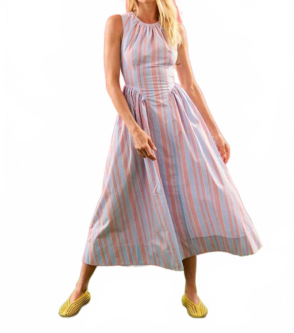NEW HUNTER BELL nantucket sleeveless midi dress in seaside stripe
